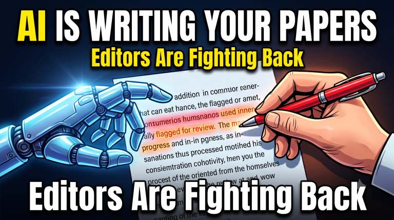 Dramatic AI versus human editor thumbnail illustrating AI content detection in scholarly publishing